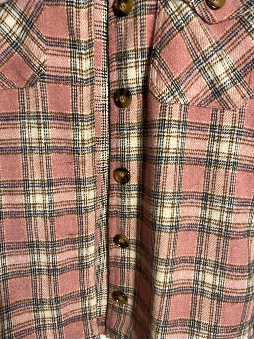 Franki Pink Plaid Button-Front Shacket Size Youth 12